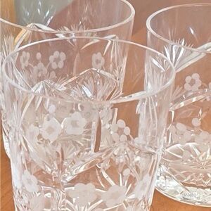 Vintage Lead Crystal Floral Whiskey Glasses made in Poland